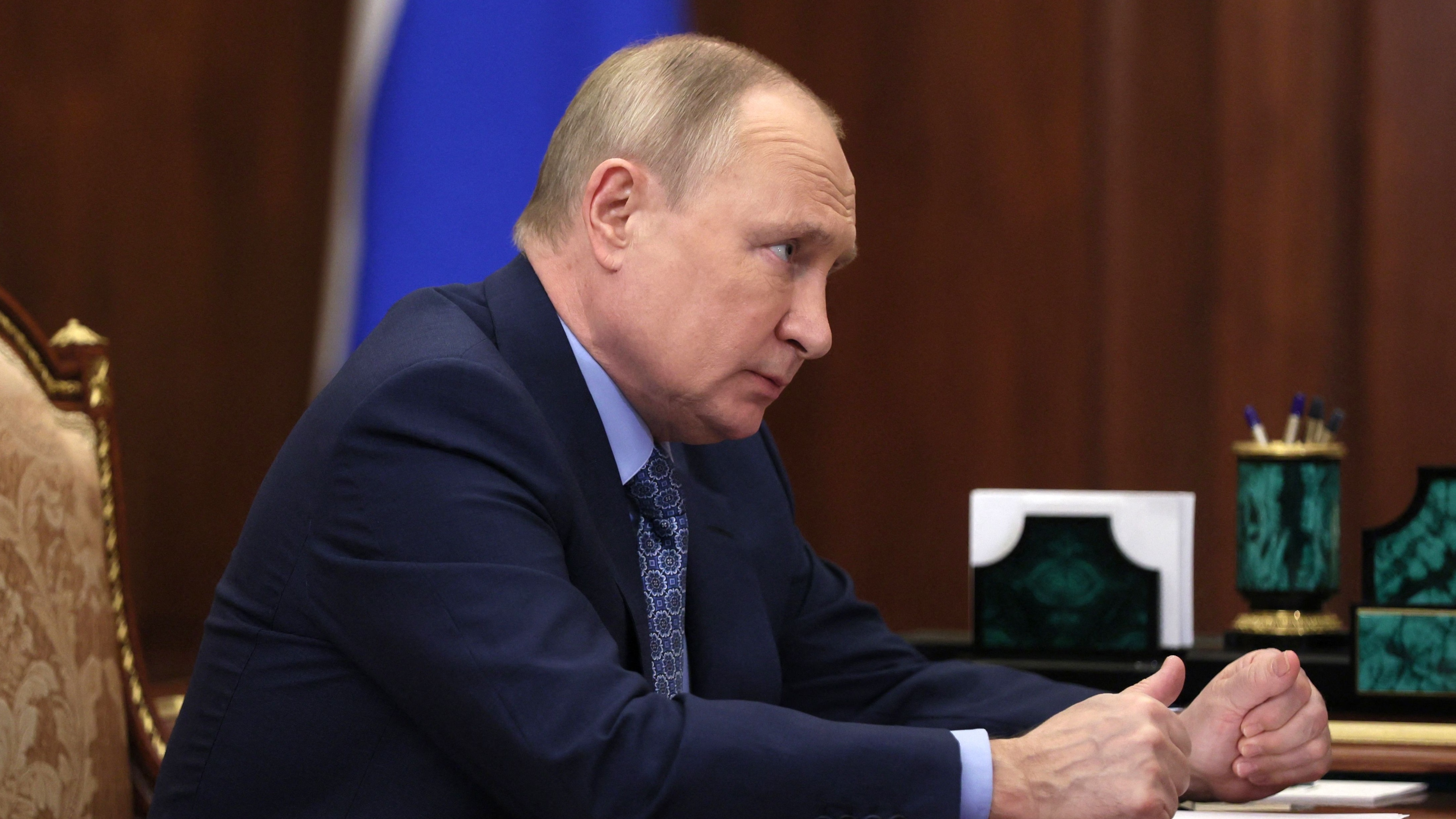 Vladimir Putin pictured during a meeting at the Kremlin