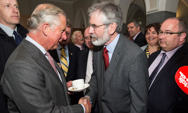 Prince Charles shakes Gerry Adams&#039; hand