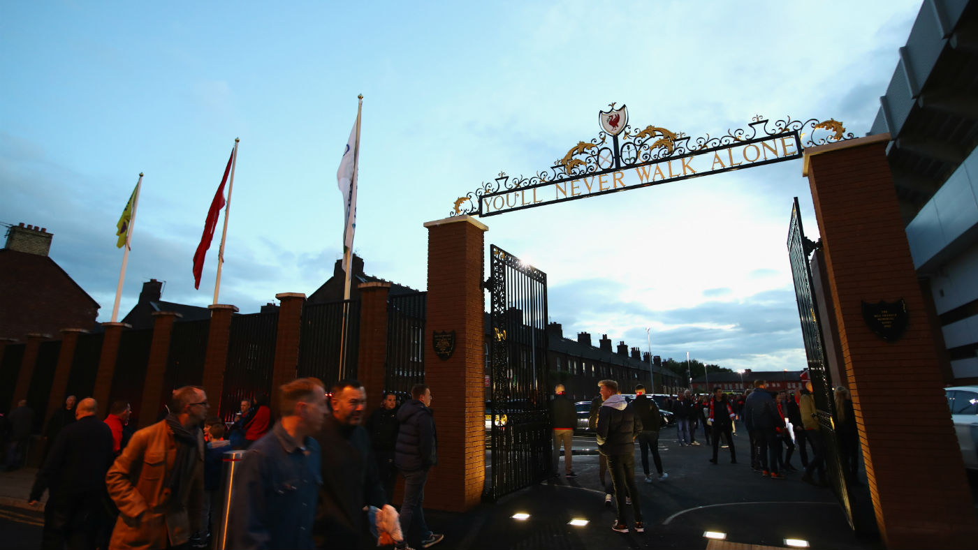 The Shankly gates outside Liverpool’s Anfield stadium 