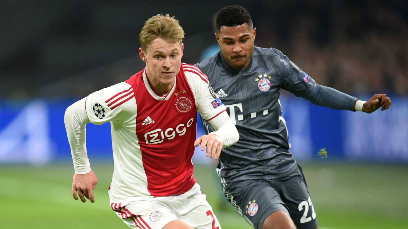 Ajax midfielder Frenkie de Jong in action against Bayern Munich in the Champions League 