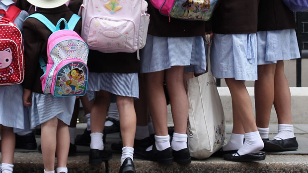 Schoolchildren in school uniform 