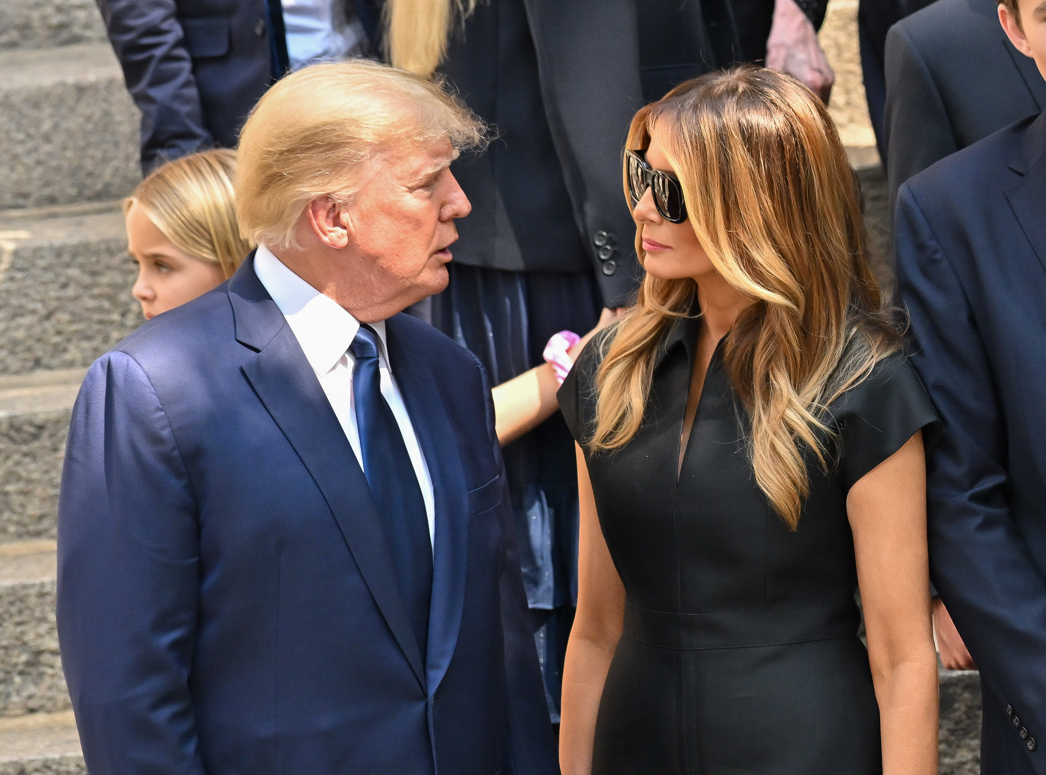 Donald and Melania Trump at the funeral of Ivana Trump