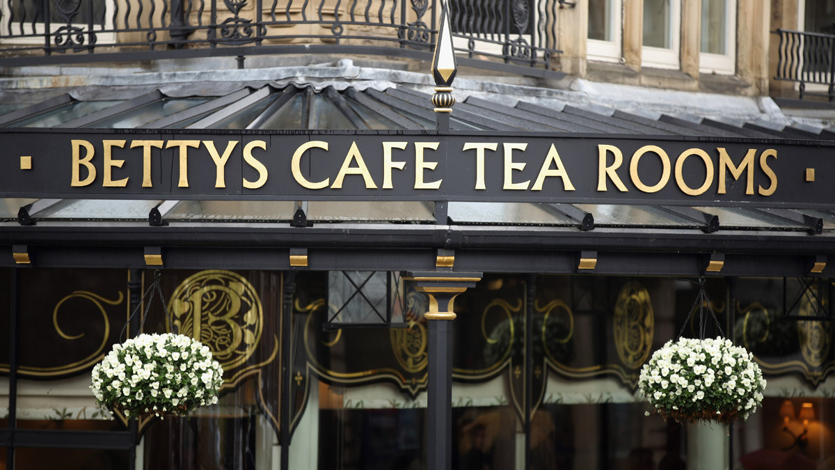HARROGATE, ENGLAND - APRIL 03:The famous Bettys Cafe and Tea Rooms in the Spa town of Harrogate on April 3, 2012 in Harrogate, England. With only a few months to go until the opening ceremony