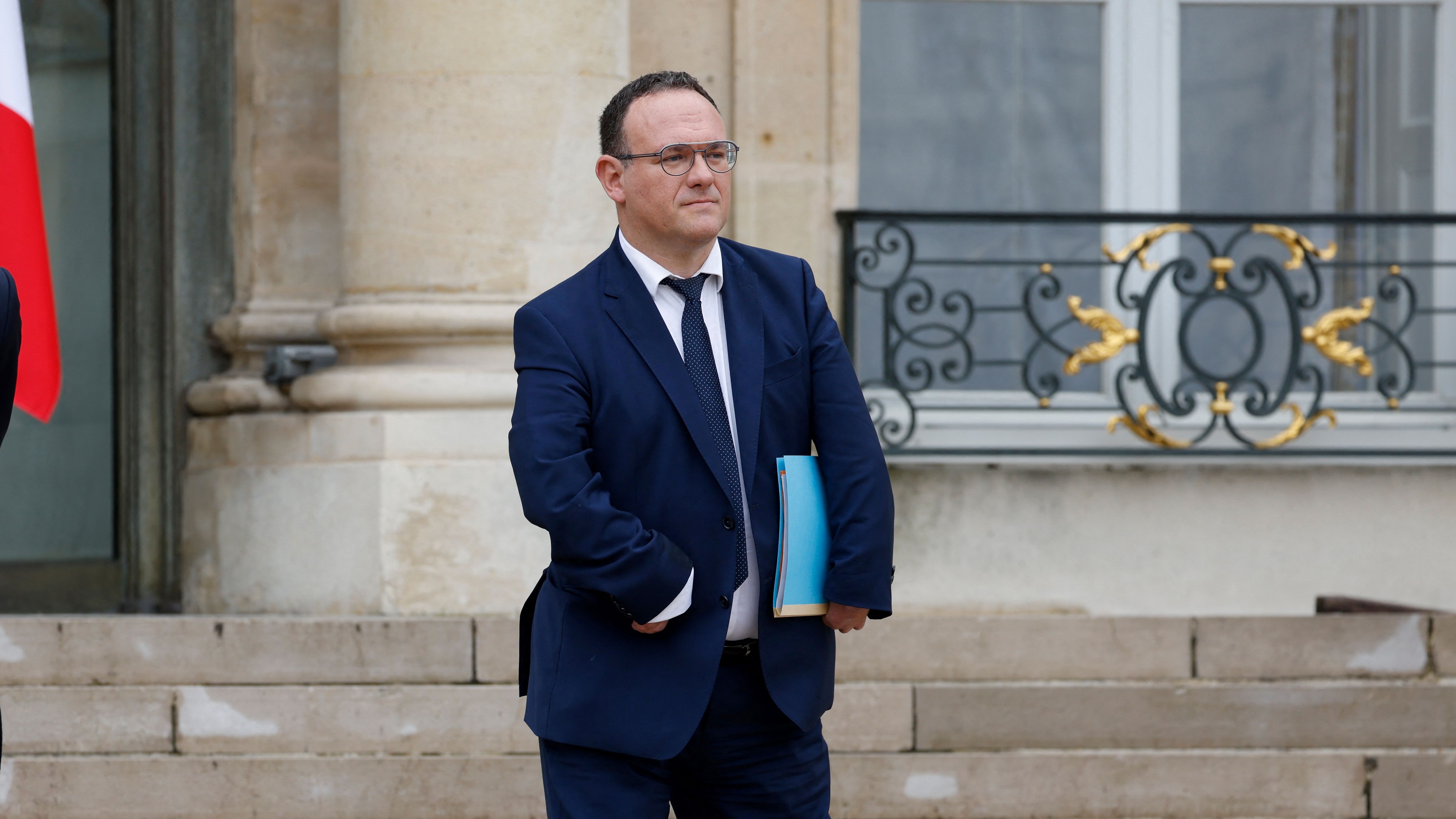 Damien Abad leaves the first meeting of Emmanuel Macron’s new cabinet at the Élysée Palace