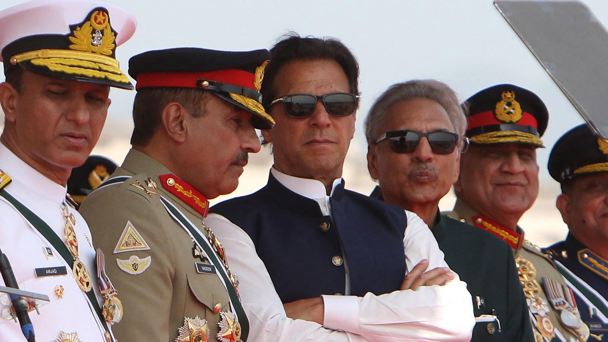 Imran Khan (centre) attends an independence day celebration