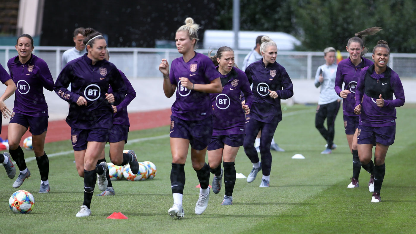 England players train ahead of the Fifa Women’s World Cup group D game against Argentina