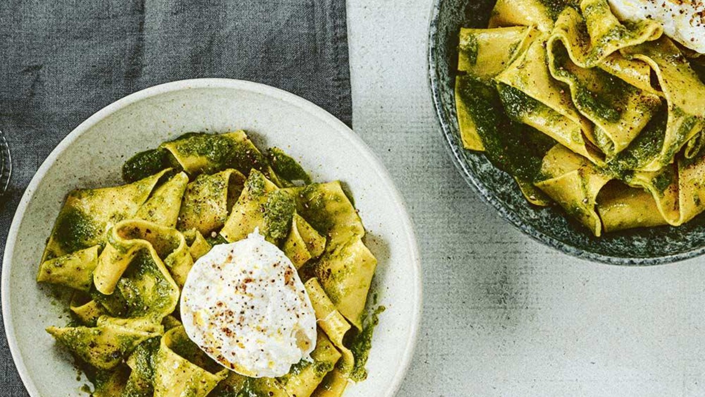 Pappardelle with cavolo nero and burrata recipe taken from The Pasta Man by Mateo Zielonka 