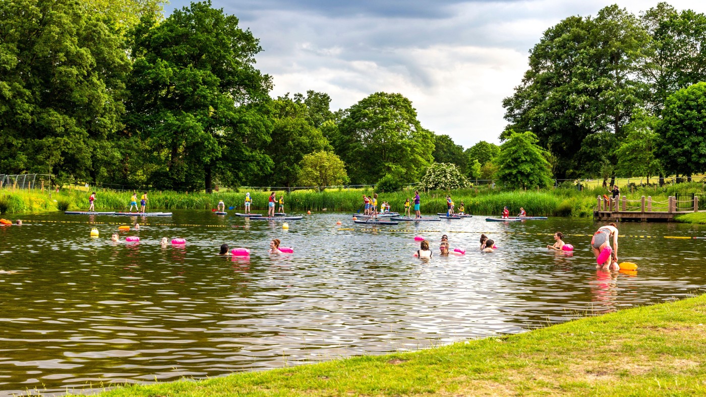 Beckenham Place Park swimming lake, London  