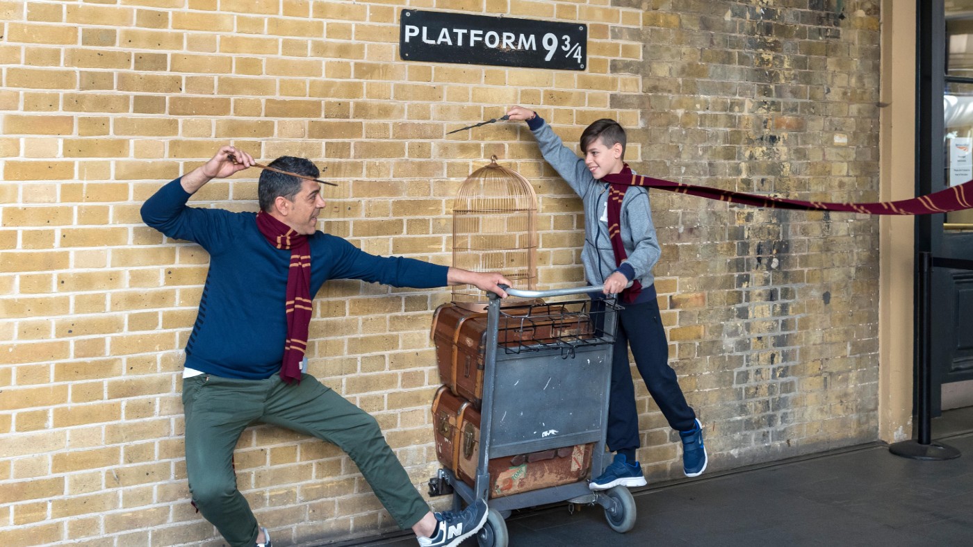 Harry Potter's Platform 9¾ at King's Cross station in London  