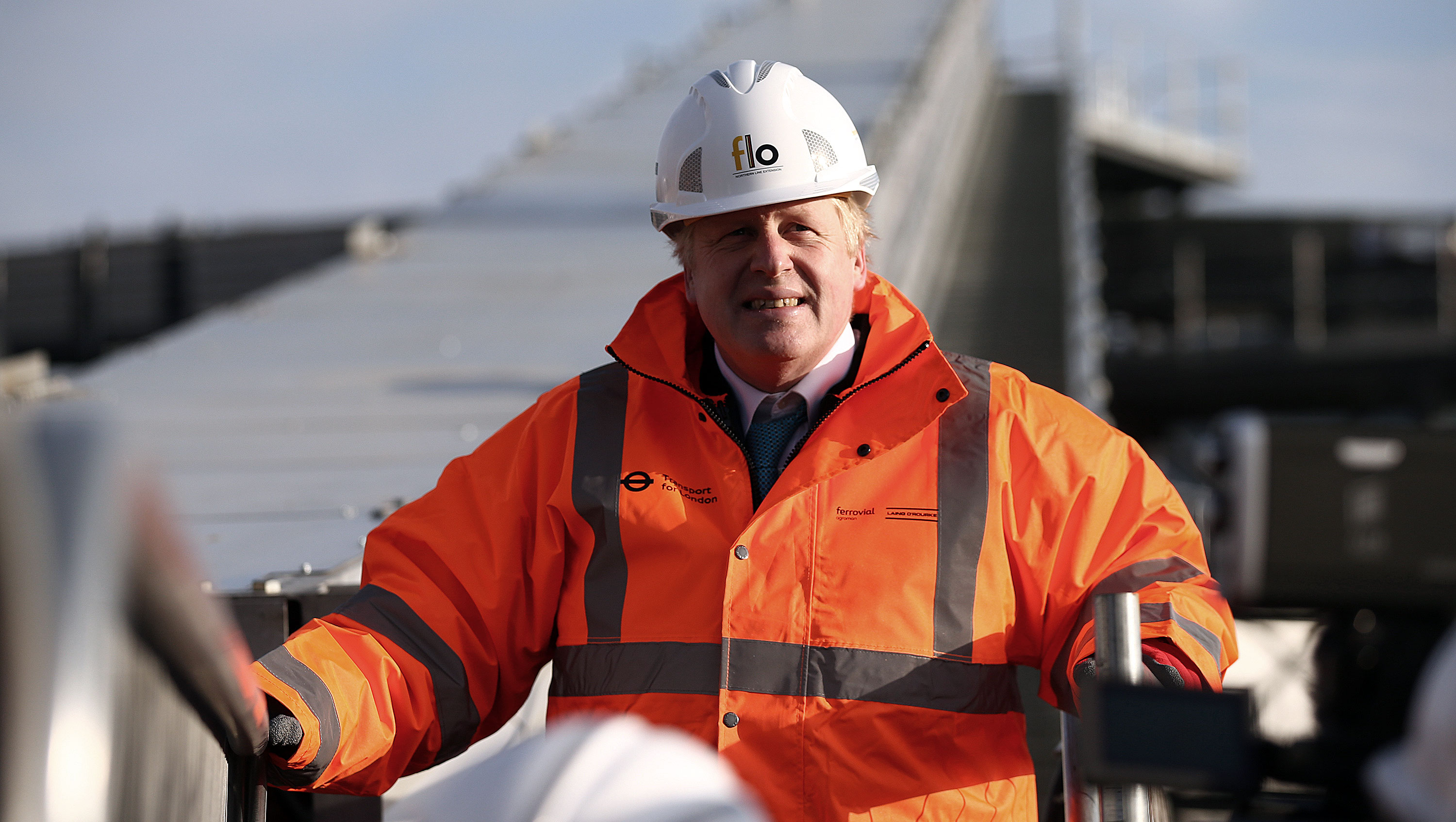 Boris Johnson on a building site