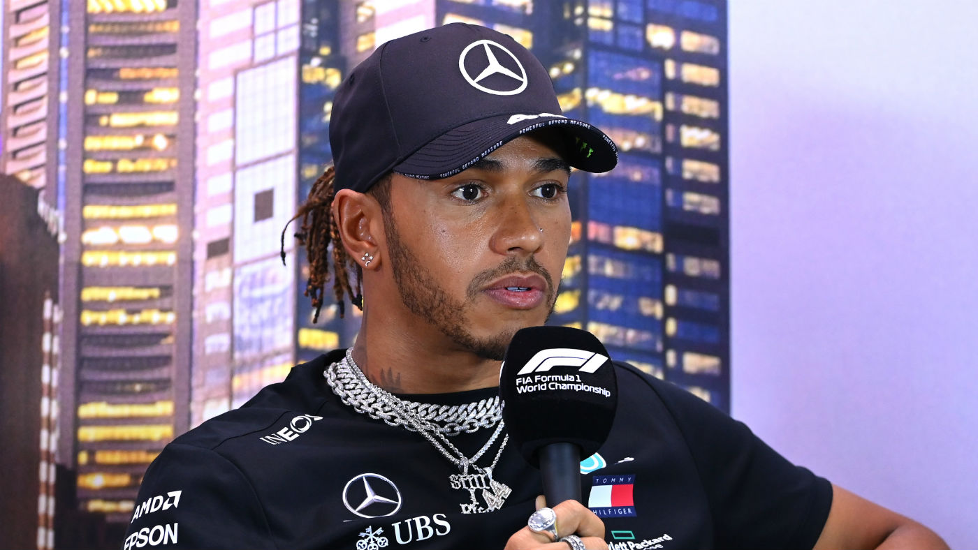 Mercedes driver Lewis Hamilton speaks during a press conference at the F1 Australian Grand Prix 