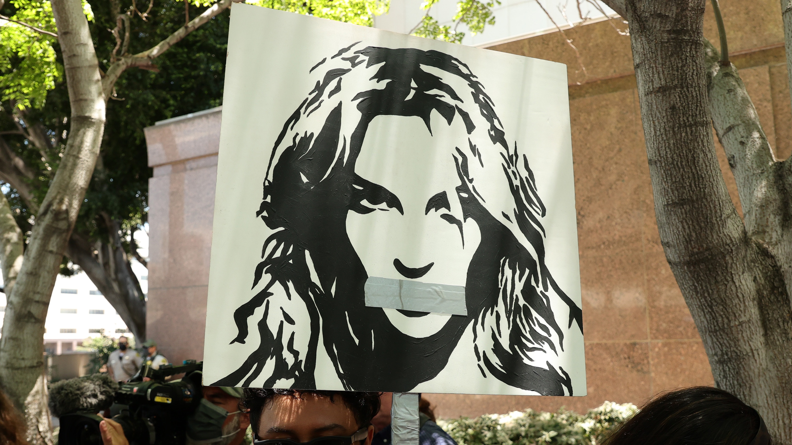 Protesters in Los Angeles during Britney Spears’ conservatorship hearing in June