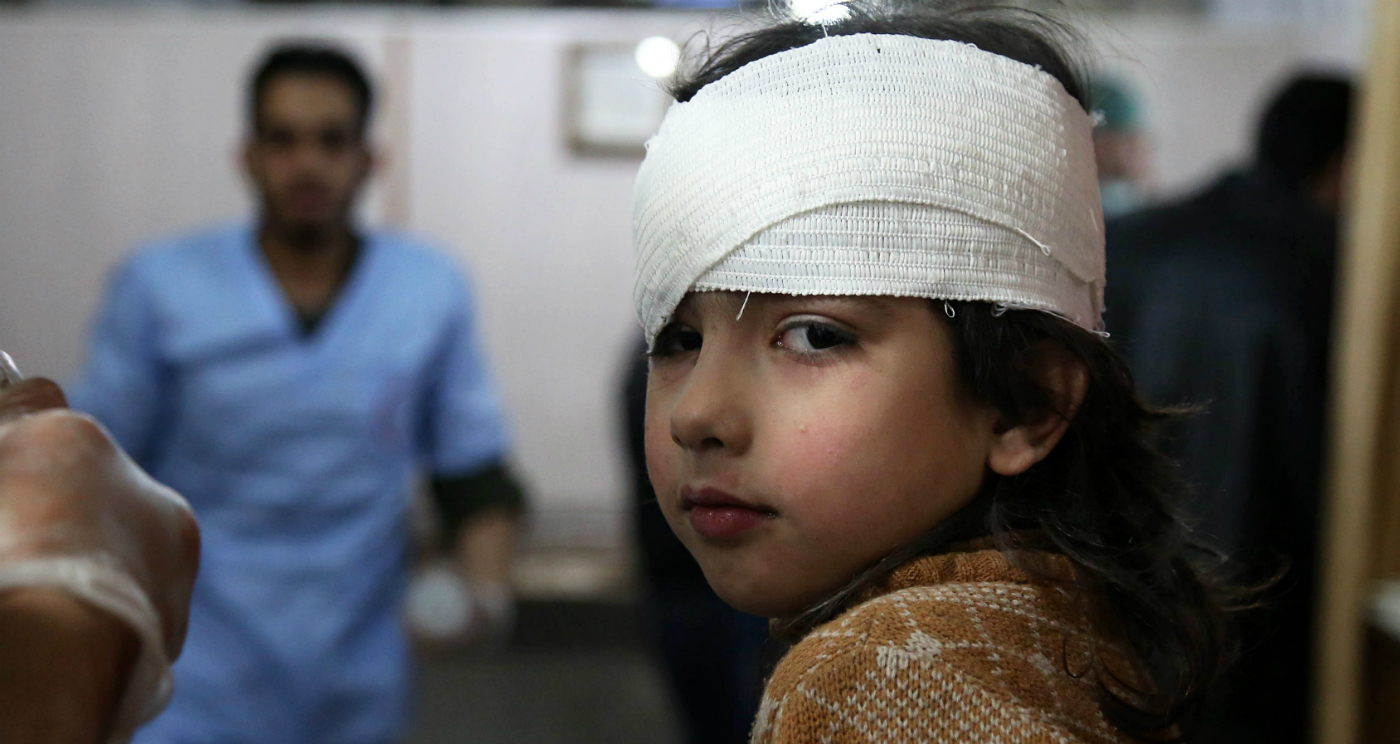 A Syrian girl receives treatment following Syrian government strikes on Eastern Ghouta 