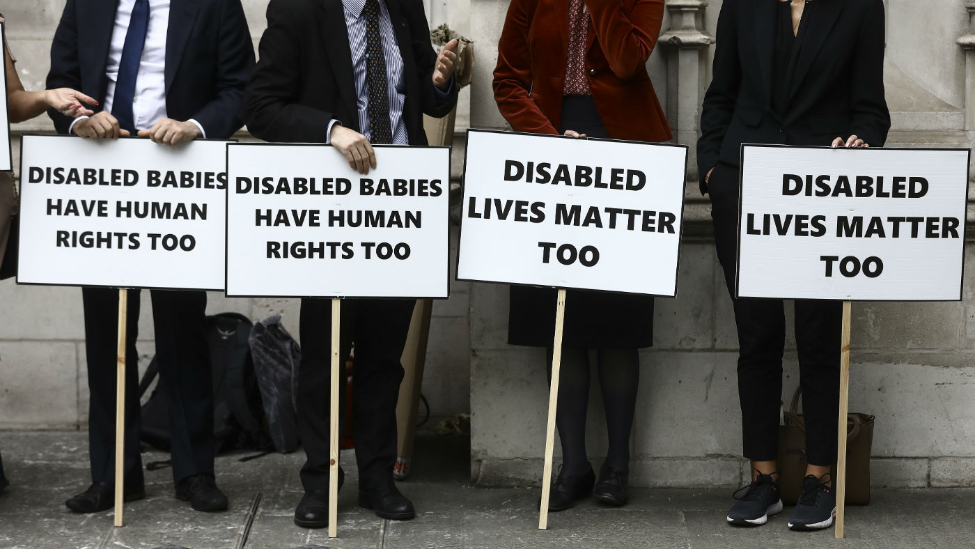 Pro-life protesters demonstrate outside the supreme court in London 