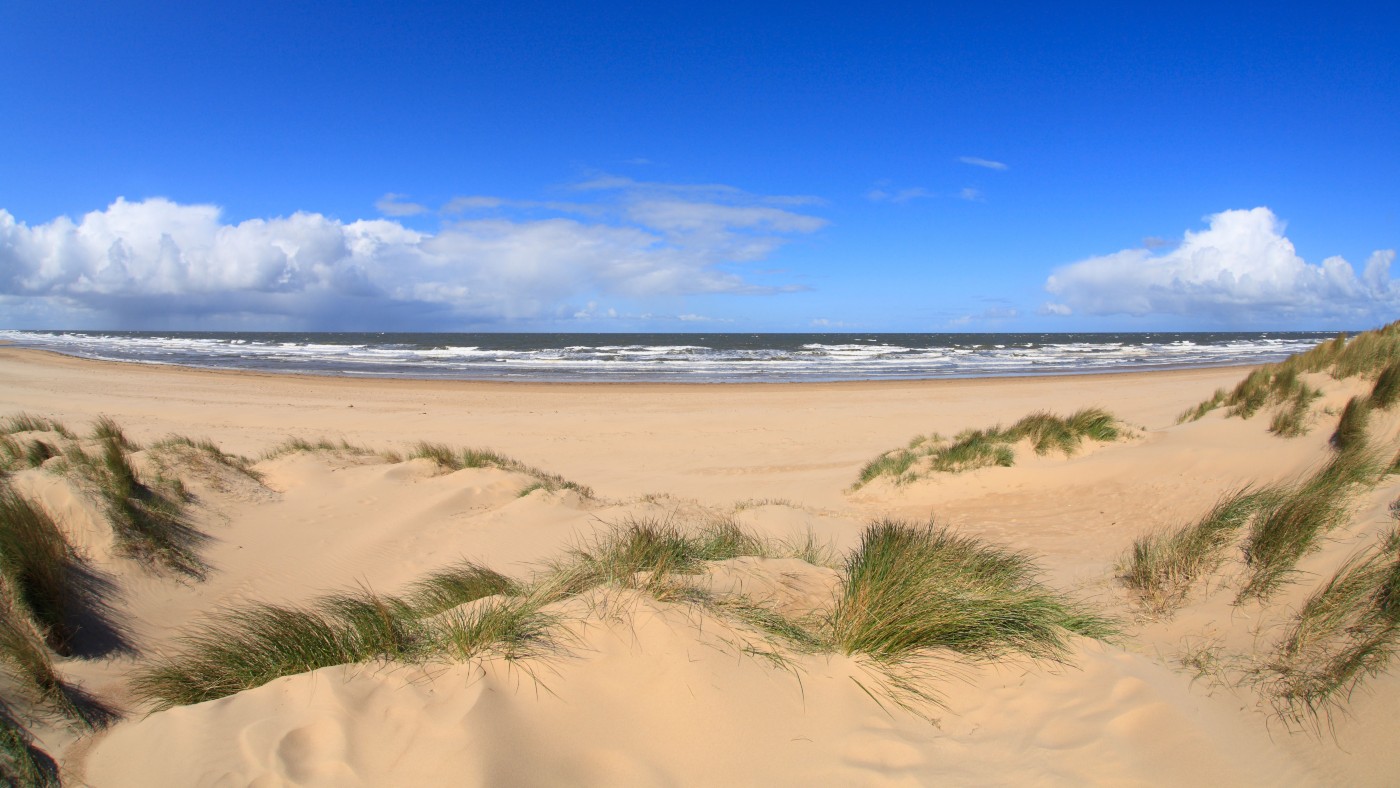 Holkham Bay on the north Norfolk coast in England  