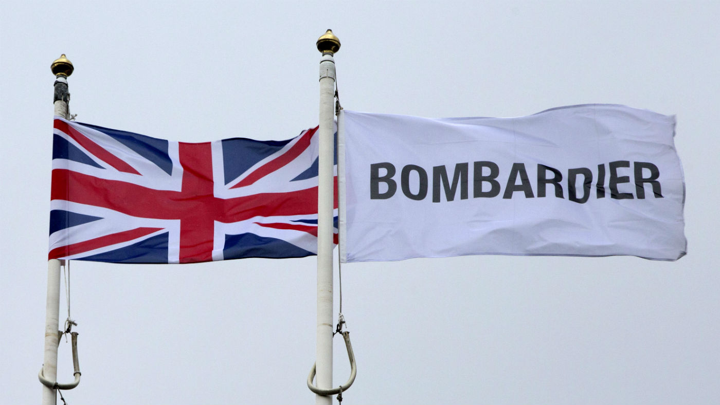 Flags at the Bombardier factory in Northern Ireland