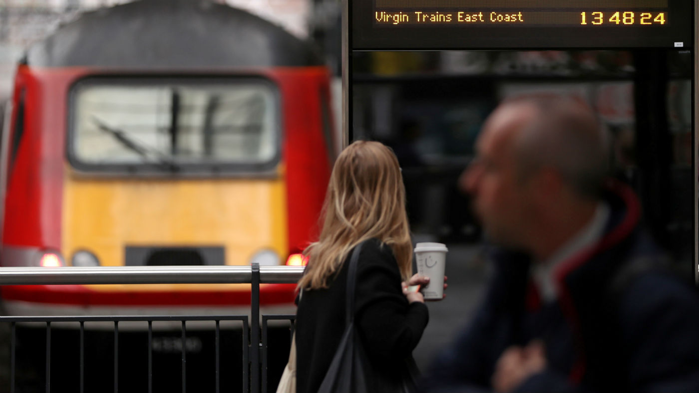 A Virgin Trains East Coast line service departs at London&#039;s Kings Cross 