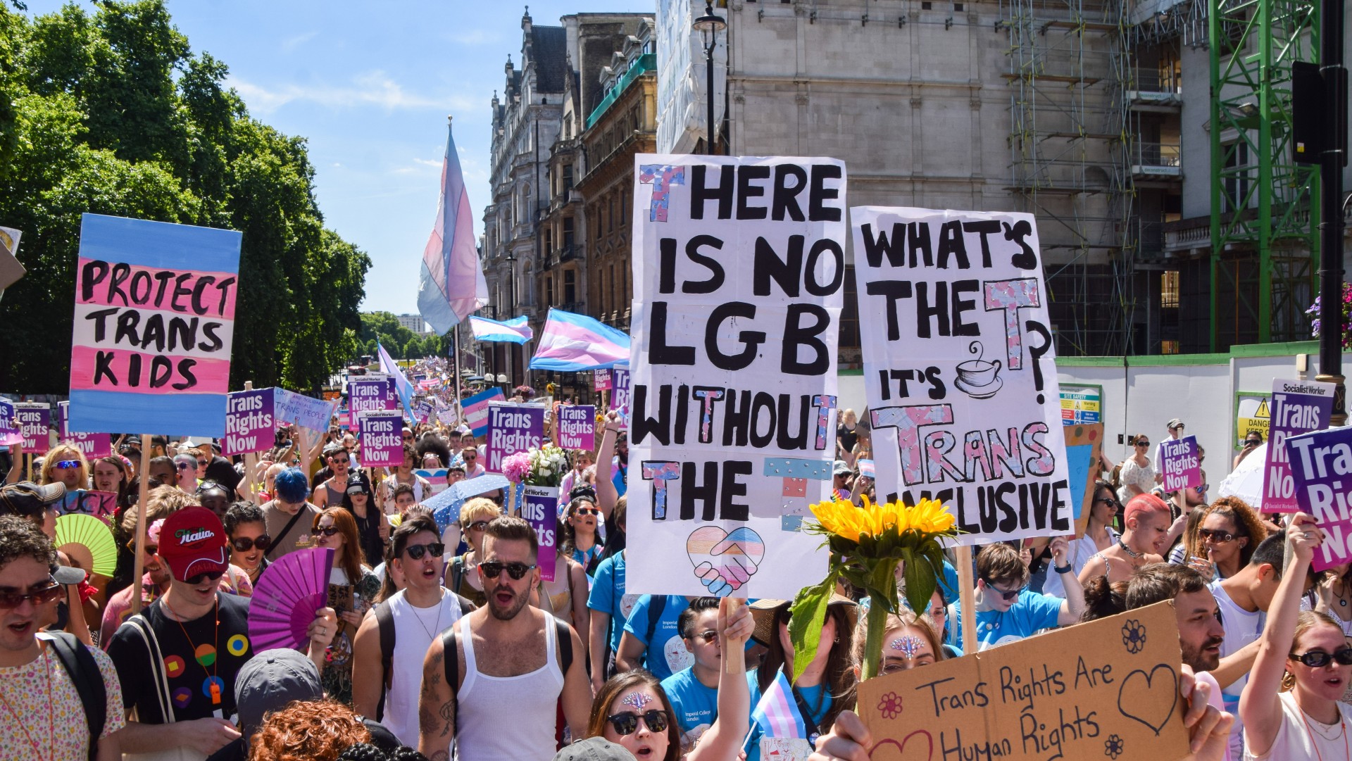 Protesters march through London in support of trans rights 