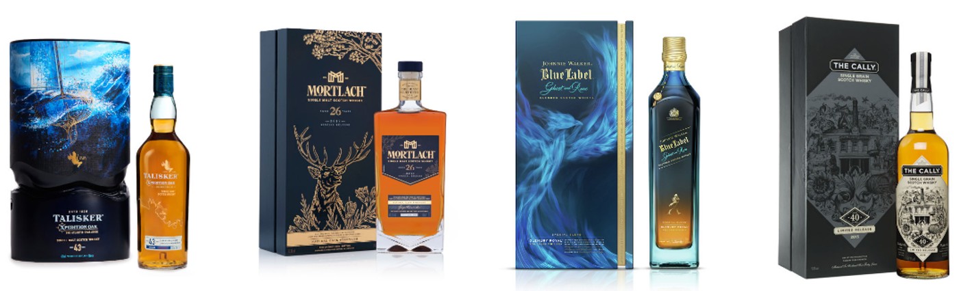The four whiskies included in the masterclass 