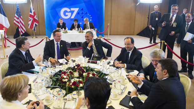 G7 leaders and President of the European Commission Jose Manuel Barroso