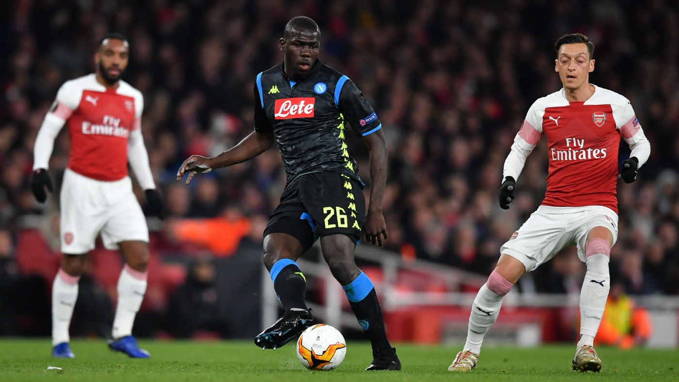 Napoli defender Kalidou Koulibaly in action against Arsenal in the Europa League