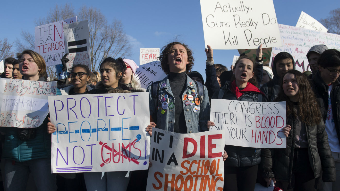 Thousands of US school children walked out in protest about gun violence