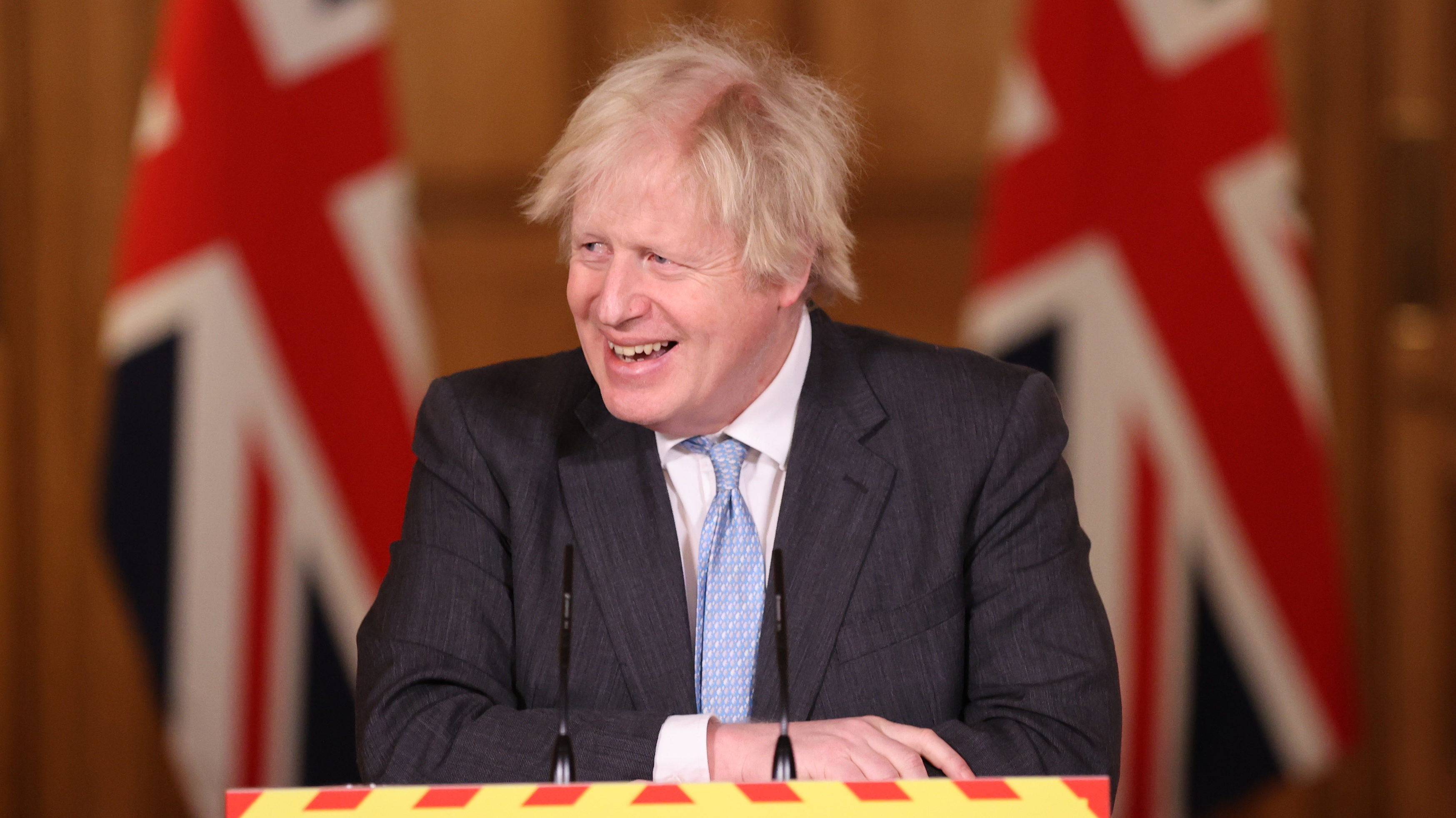 Boris Johnson speaks at a virtual press conference