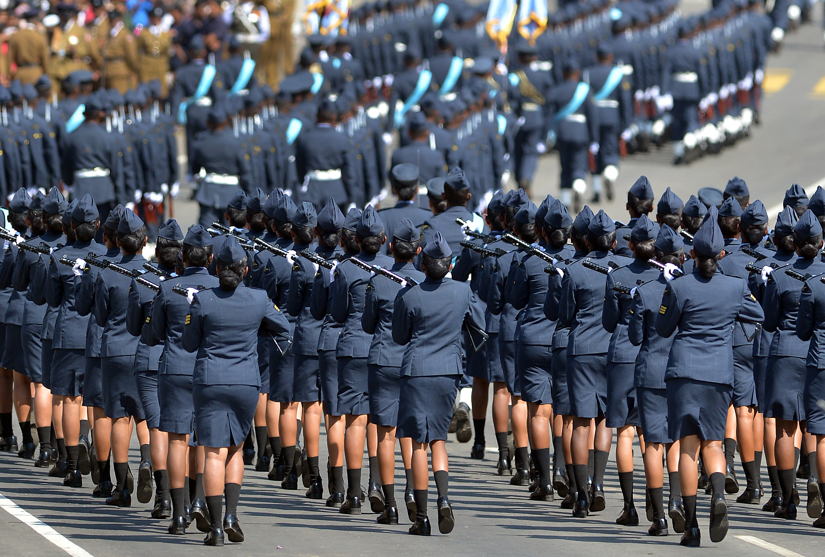 Sri Lankan military personnel march during the country&#039;s 66th Independence Day celebrations in the central town of Kegalle, about 40 kms from the capital Colombo on February 4, 2014. Sri Lank