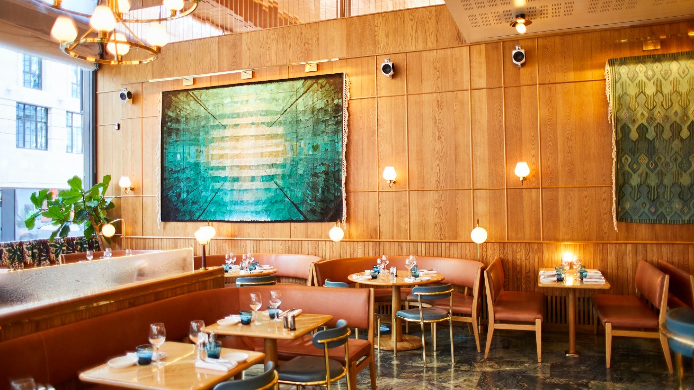 Light wood features heavily in the large, high-ceilinged restaurant 